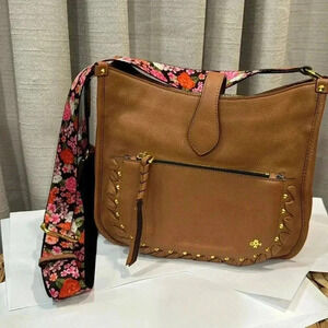 OrYANY Purse Genuine Leather Crossbody Colorful Floral Strap Tan Western Stylee